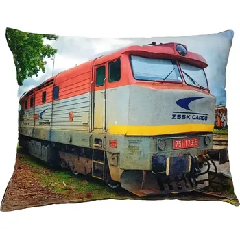 Dekorativní polštářek Polštářek s vlakem lokomotivou 751 173-6 (polštář lokomotiva , železnice , vláček , lokálka)