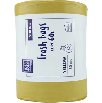 Pytle na odpadky PEVNÉ ŽLUTÉ LDPE VRECKA NA ODPAD 60L 50 Ks