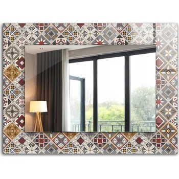Zrcadlo Dekorativní zrcadlo na zeď s potiskem dekor 80x60 cm Barevné kachličky