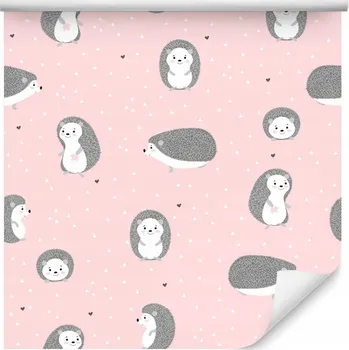 Fototapeta Dětská tapeta zvířátka ježci srdíčka vzory