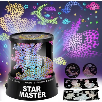 Noční světlo PROJEKTOR NOČNÍ OBLOHY NOČNÍ LAMPA SADA VZORŮ DIAMANTOVÁ VÝŠIVKA PRO DĚTI