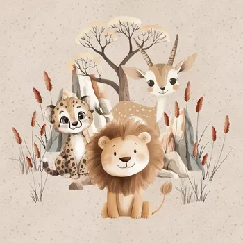 Teplákovina Savana zvířátka, panel (E) (Panely a ladící metráž)