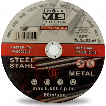 Řezný kotouč Kotouč na řezání kovu Inter-Vis 230 x 22,2 mm