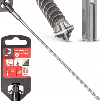 Vrták VRTÁK DO BETONU SDS 6 x 260 mm SDS-PLUS KŘÍŽOVÉ OSTŘÍ VÝKONNÝ SILNÝ