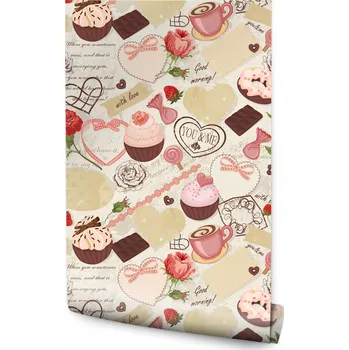 Fototapeta Tapeta dortíčky, květiny a čokoláda do jídelny