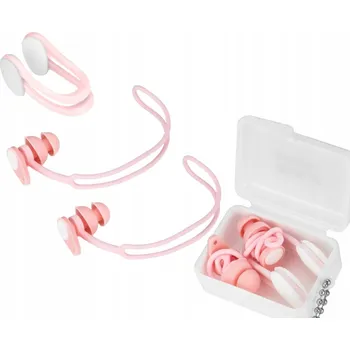 Silikonové špunty do uší, klip na nos s pouzdro pink