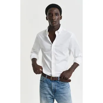 Pánské oblečení KOŠILE GANT SLIM PINPOINT OXFORD SHIRT WHITE