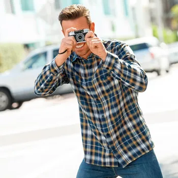 Dámská košile Extra dlouhá flanelová košile s kostkovaným vzorem modrá 41/42