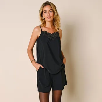 Dámské tričko Top s výšivkou a nastavitelnými ramínky černá 50