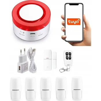 Zabezpečení domácnosti BEZDRÁTOVÁ ZABEZPEČOVACÍ SIRÉNA WiFi TUYA SMART V POLŠTINĚ +5xPIR