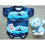 AMÁLKA Elastické modré body krátký rukáv, moře, lodičky Velikost: 68