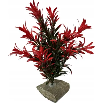 umělá květina ROSTLINA DO AKVÁRIA VÍNOVÁ UMĚLÁ OZDOBA DEKORACE TERÁRIUM 19 CM