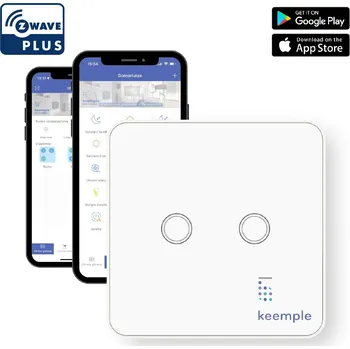 vypínač Keemple Chytrý Dvojitý Vypínač Světla Z-Wave