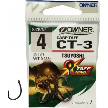 Rybářský háček Háčky na zem Owner Carp Taff CT-3 s protihrotem, 7 ks