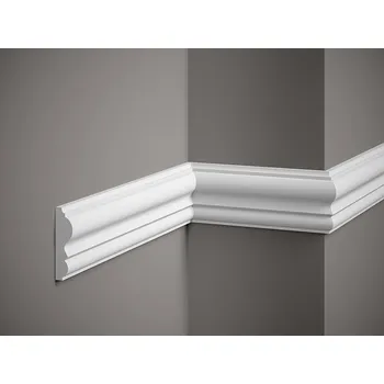 Obklad Mardom Decor VZOREK - Nástěnná lišta – HLADKÁ, tvrdý plast ProFoam (Polyuretan), základní bílý nátěr (přetíratelný), 80 x 21 x 100 mm