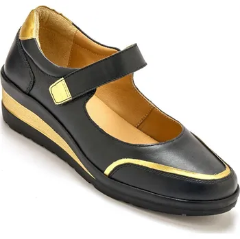 PÉDICONFORT Kožené polobotky s metalickými detaily a zapínáním na suchý zip černá 36