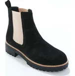 Kožené semišové boty chelsea s bočními pruženkami černá 38