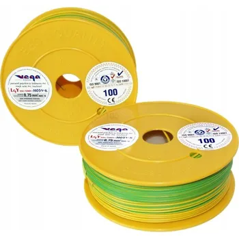 elektrický kabel Kabel LGY/H05V-K 0,75 mm2 100 m Žluto-Zelený