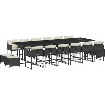Zahradní sestava VidaXL 17dílná zahradní sedací souprava s polstry, černá, PE ratan