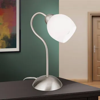 Lampička Orion Stolní lampa Doma, saténový nikl, výška 30 cm, sklo - Ø základny 12 cm 1 x 40 W - Doprava zdarma