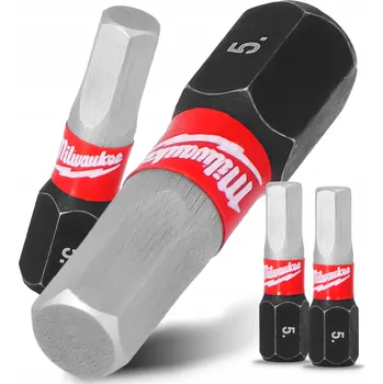 Bit 2x Rázový bit MILWAUKEE HEX5 25 mm MAGNETICKÝ ŠROUBOVACÍ BIT Krátký