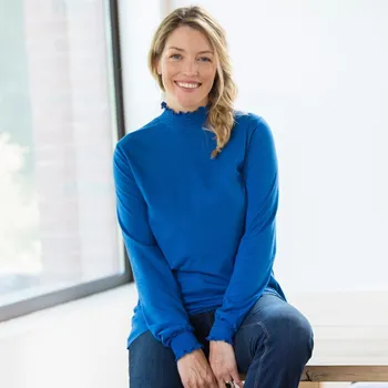 Tričko se stojáčkem a žabičkováním tmavě modrá 34/36