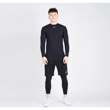 Pánské tričko Pánské termoaktivní běžecké tričko černé s dlouhým rukávem a otvorem na hodinky, velikost S