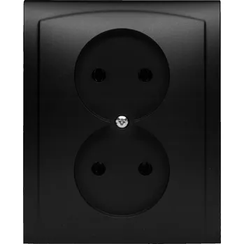 Elektrická zásuvka Polmark VEGA Dvojitá zásuvka bez uzemnění, barva černá matná
