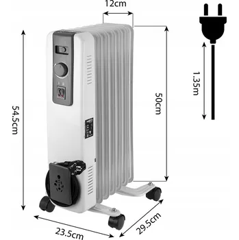 Radiátor Olejový radiátor elektrický ohřívač 1500W 7 žeber NEO