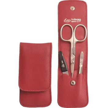 Cestovní manikúra v koženém pouzdře 9014 červená - nůžky Solingen poslední kus, Erbe Solingen