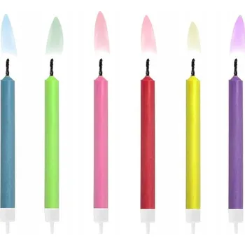Dortová svíčka Narozeninové svíčky s barevnými plameny 6 ks
