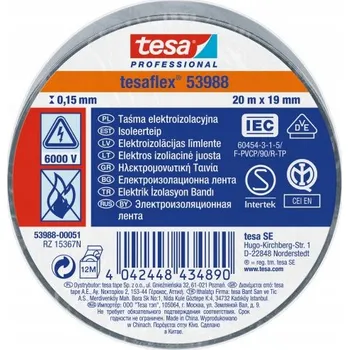 Izolační páska Izolační páska TESA 53988 ŠEDÁ 20 m x 19 mm