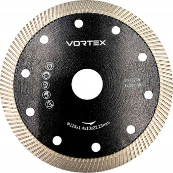 Řezný kotouč DIAMANTOVÝ KOTOUČ TURBO PRO ŘEZÁNÍ GRESU, KAMENE A ŽULY 125 MM VORTEX