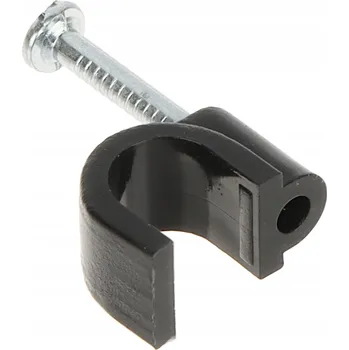 elektrický kabel 100 x Úchytka FLOP 6mm s hřebíčkem, černá, pro kabely - hřebíkový držák kabelů