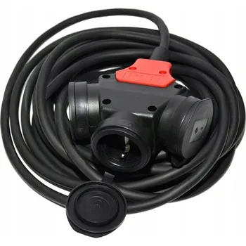 Napájecí kabel Prodlužovací Kabel gumový SCHUKO H07RNF 3x2,5 2m T-ROZDĚLOVAČ