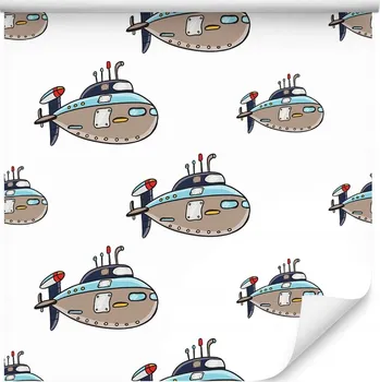 Tapeta Tapeta s barevnými loděmi a vozidly do dětského pokoje