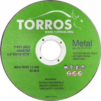 Řezný kotouč Řezací kotouč na kov Torros 115x1,2x22,2 kotouče