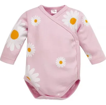 Kojenecký body PINOKIO Body zavinovací dlouhý rukáv Daisy RŮŽOVÁ - 56