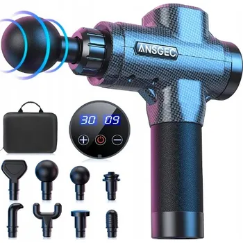 Masážní přístroj ANSGEC masážní přístroj, 8 hlavic, 30 rychlostí, karbon