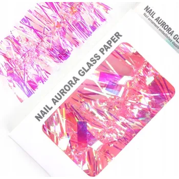 Fólie holografická na manikúru efekt skla RŮŽOVÁ