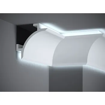 Obklad Mardom Decor VZOREK - Stropní LED osvětlovací lišta, NEPŘÍMÉ OSVĚTLENÍ, tvrdý plast PolyForce (HD Polymer), základní bílý nátěr (přetíratelný), 147 x 147 x 100 mm