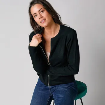 Dámský svetr Blancheporte Svetr na zip černá 54