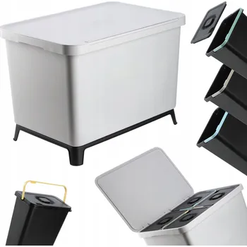 Odpadkový koš KADAX ODPADKOVÝ KOŠ ZÁVĚSNÁ NÁDOBA NA TŘÍDĚNÍ 4x10L POPEL S ÚCHYTEM