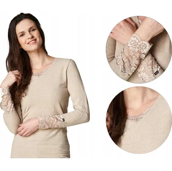 Dámské tričko Hřejivé dámské tričko s krajkovým lemem L