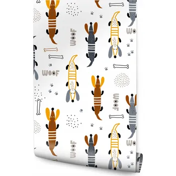 Fototapeta Tapeta pro děti JEZEVČÍCI ve skandinávském stylu