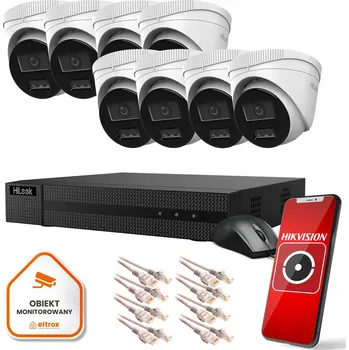 Bezpečnostní kamera IP kopulovitá kamera (dome) Hikvision Sada pro monitorování domu a kanceláře, 8 kamer FullHD 2 Mpx