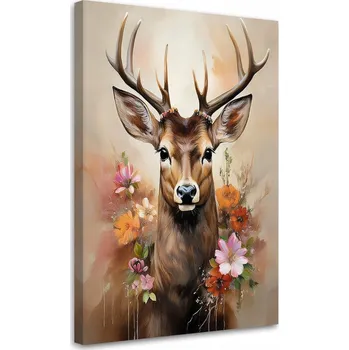 Obraz Obraz na plátně Jelen Květiny Zvířata Vintage 40x60