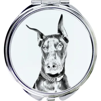 Kosmetické zrcátko Doberman: Kompaktní kapesní zrcátko s fotografií psa