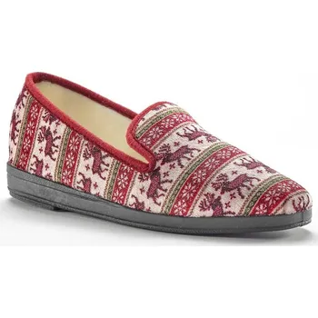 Dámské žabky Bačkory se zimním potiskem, nepravá kožešina bordó 38