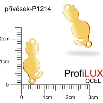 Přívěsek Přívěsek Ocel ozn-P1214 KOČKA velikost 19x8mm tl.1,2mm. Barva POZLACENO. Řada přívěsků ProfiLUX